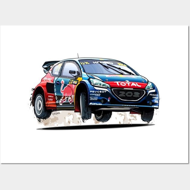 Timmy Hansen's Peugeot 208 RX - Illustration Wall Art by Mario Ramos Rally Art